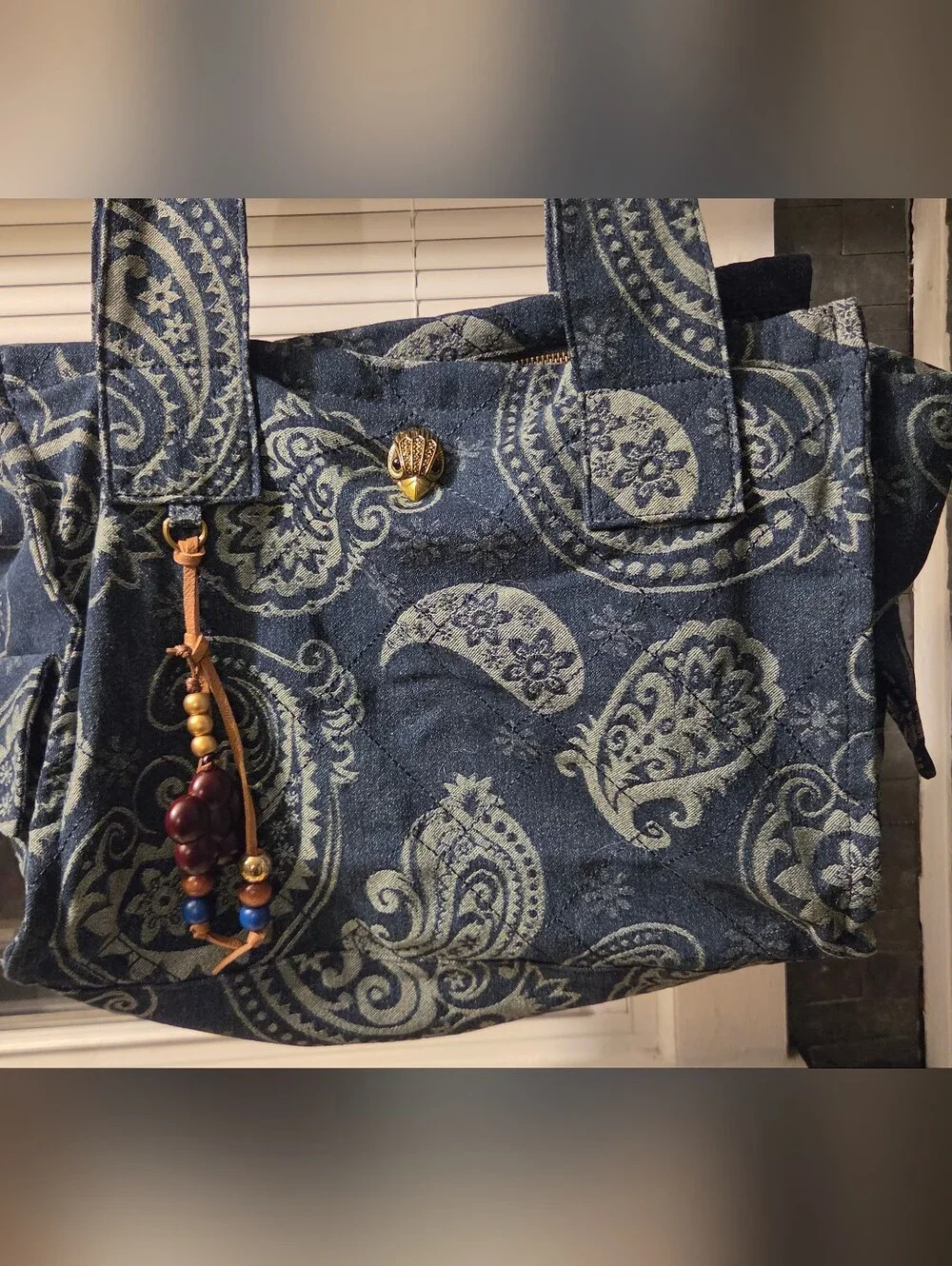 Kurt Geiger NWT Denim Paisley Tote, Bag Charm, & Dustbag NEW THIS SEASON